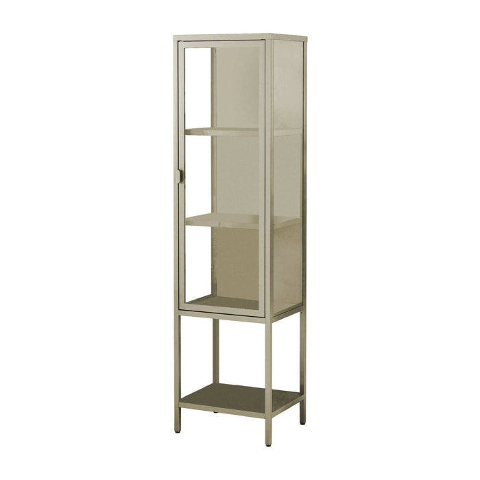 Vetrina Laces, Credenza espositiva, Vetrinetta multiuso, Madia da soggiorno, 42x35 h160 cm, Panna