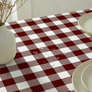 Nappe antitache au toucher tissu imperméable Carreaux grenat