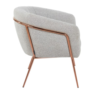 Poltrona in tessuto bouclé grigio chiaro con gambe metallo - Cloud
