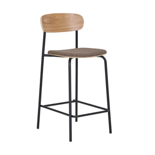 Zoe - lot de 2 tabourets en bois de frêne - pieds en acier - Marron