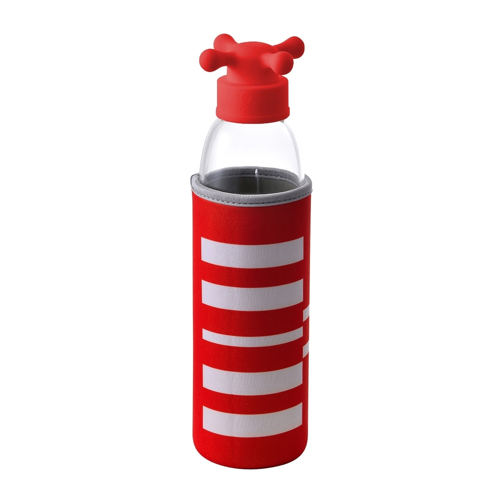 Botella de agua 500ml borosilicato funda rojo y tapa de grifo rainbow be