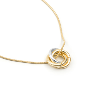 Collar Uhuil acabado plata y oro amarillo 18k