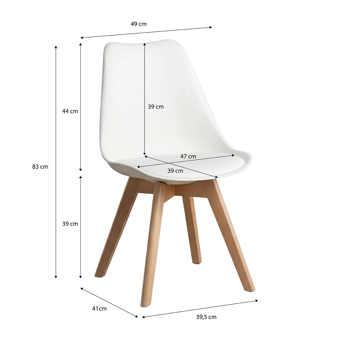 Pack 4 sillas de comedor en blanco 83x49 cm Beench Blanco