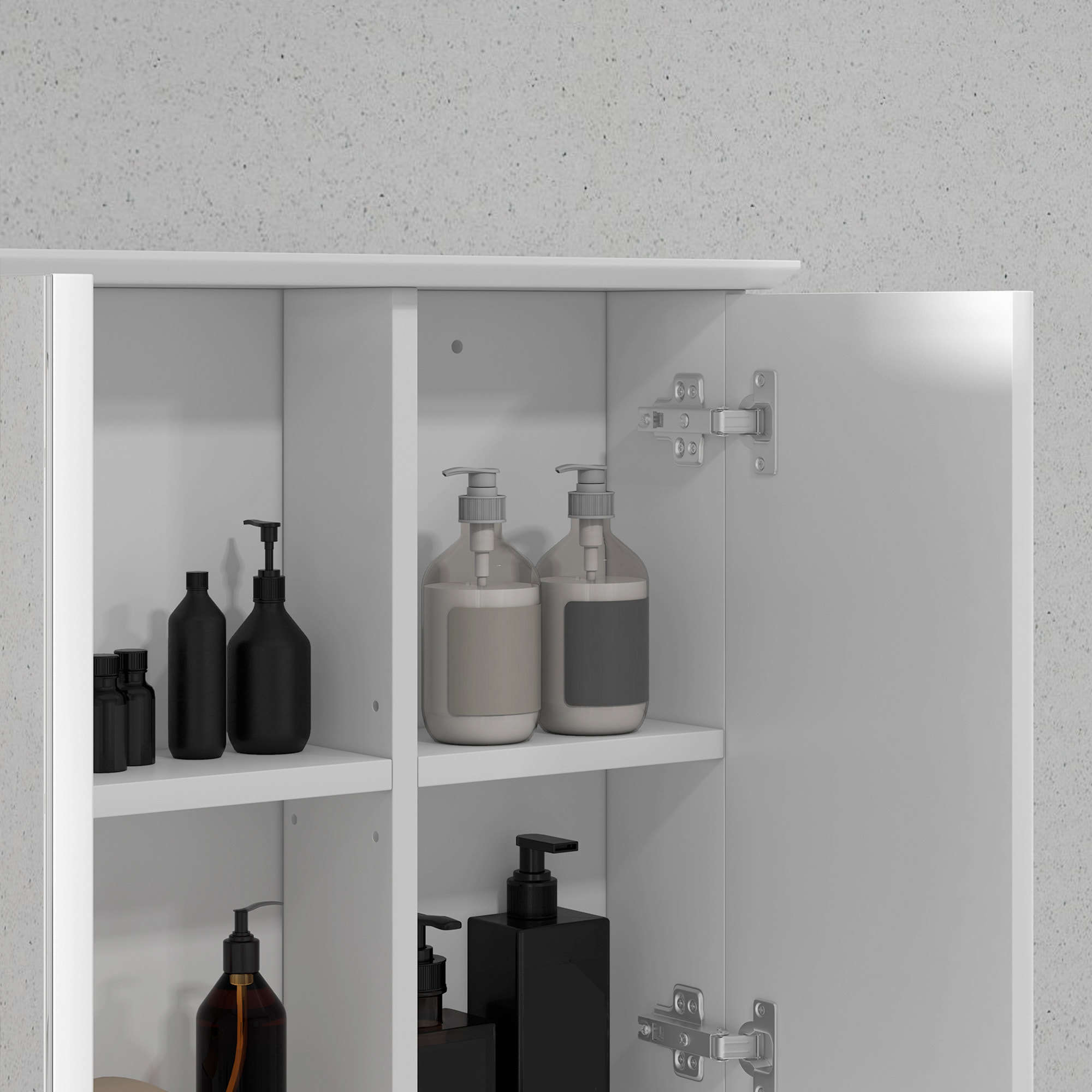 Armario de Baño con Espejo Armario con Espejo para Baño con Estante Ajustable Mueble para Baño Estilo Moderno 65x15x49 cm Blanco