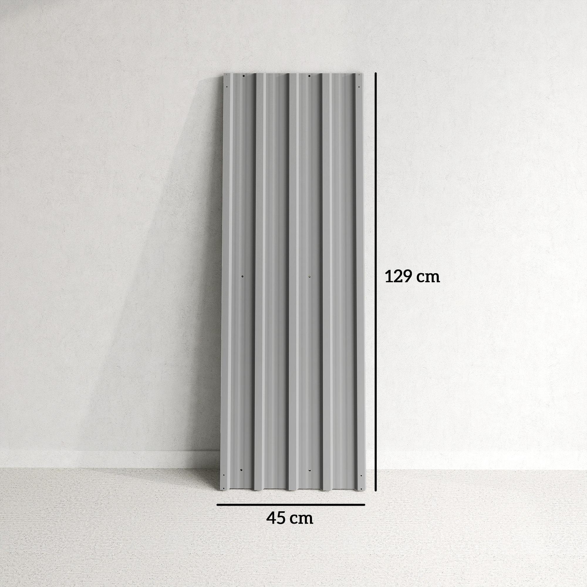 Lot de 12 panneaux - dim. 129L x 45l cm - tôle acier ondulé gris clair