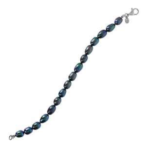 Bracciale in Argento 925 con Perle d'Acqua Dolce Blu Ø 7/7.5 mm