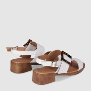 Sandalias de Piel - Blanco - Tacón: 4 cm