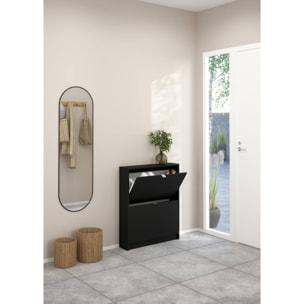 Scarpiera Turchese, Mobile portascarpe, Armadio da ingresso multiuso, Mobiletto per calzature, 70x17 h85 cm, Nero
