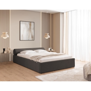 Billy - lit coffre - 160x200 cm - en tissu texturé - sommier inclus - Gris Anthracite