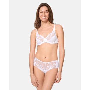 Braga midi de microfibra y bordados con transparencia