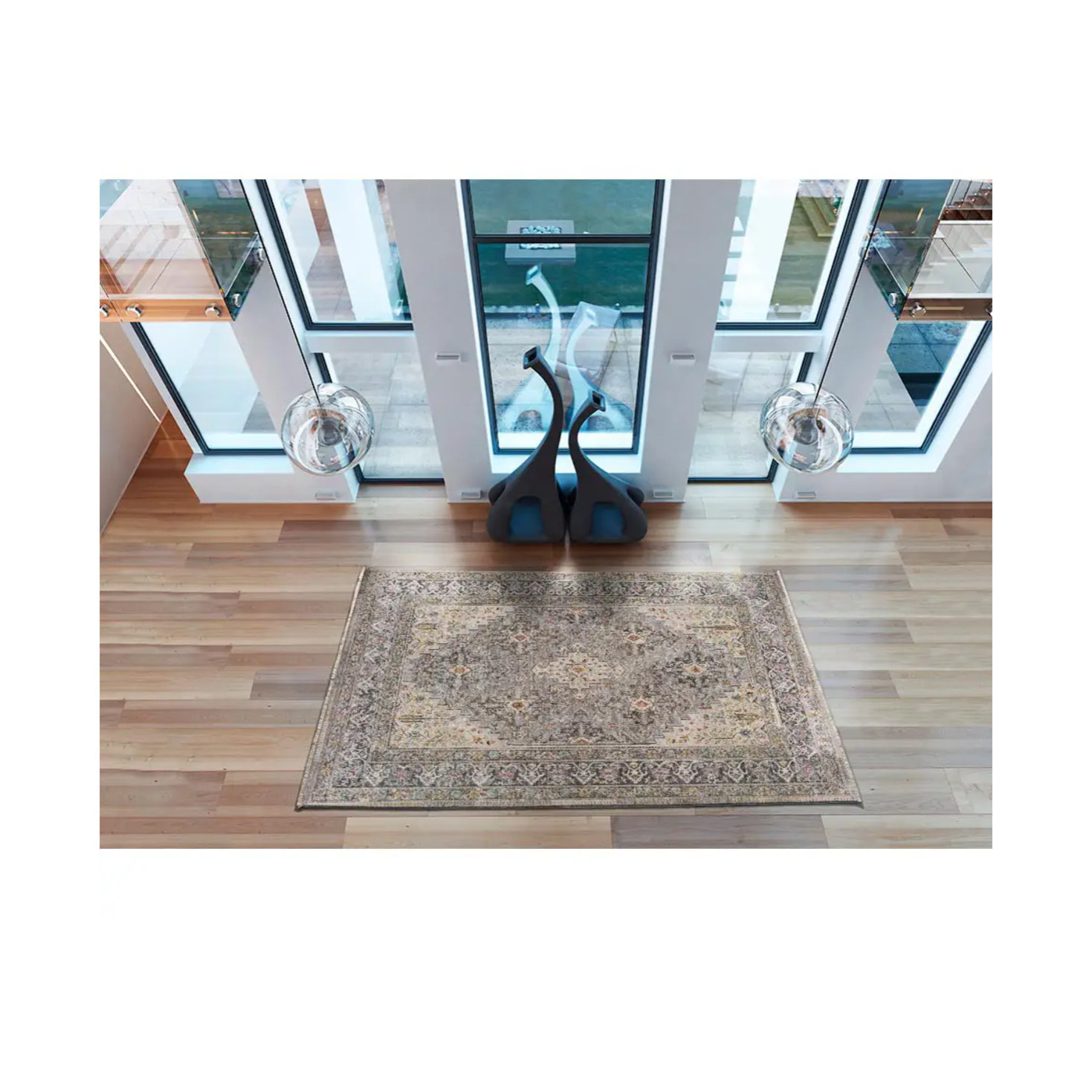 SAROUGH Alfombra vintage de pelo corto gris, varias medidas disponibles.
