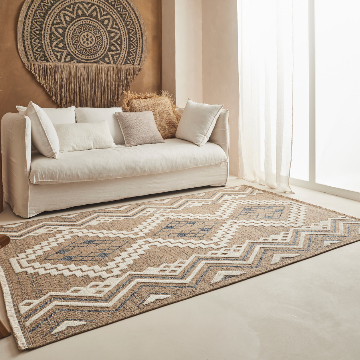 Tulum - Tapis aspect jute motif en relief