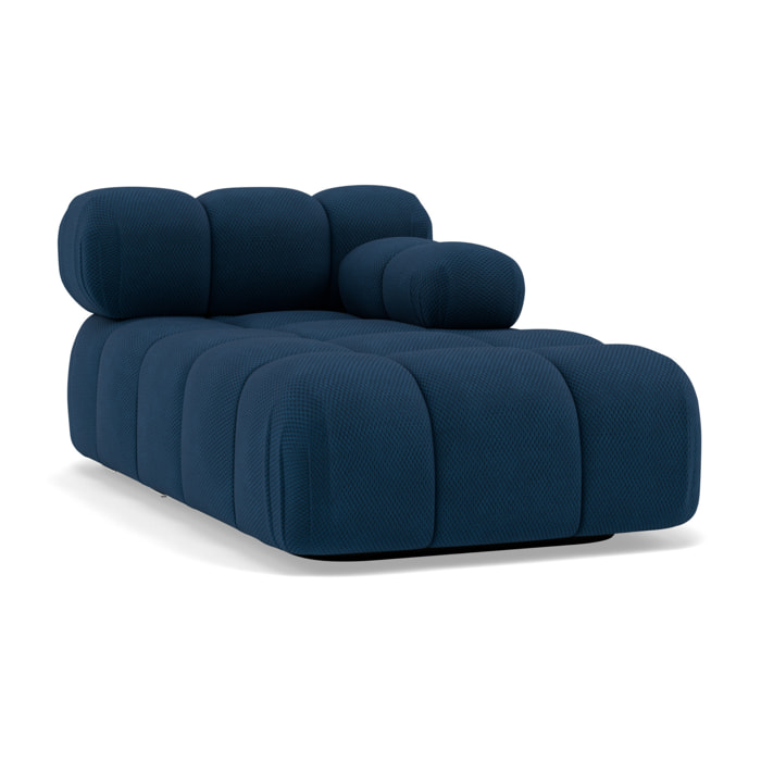 Ruby - module d'assise méridienne droite en velours texturé - Bleu