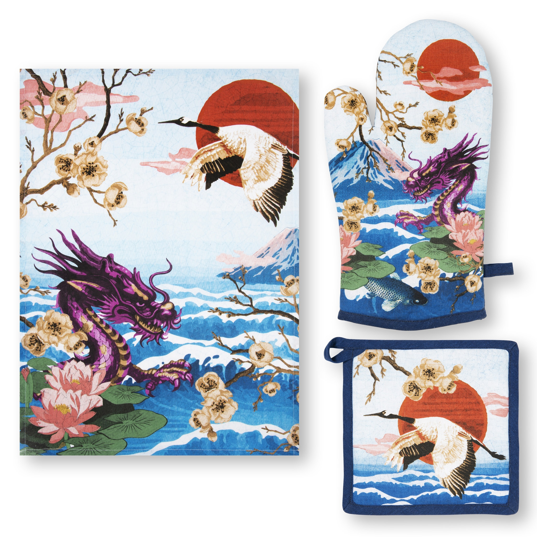 Set Torchons, Manique et Gant Excelsa – Fuji, Coton Multicolore