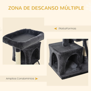 Árbol Rascador para Gatos de Sisal y Felpa 59x39x83 cm Gris