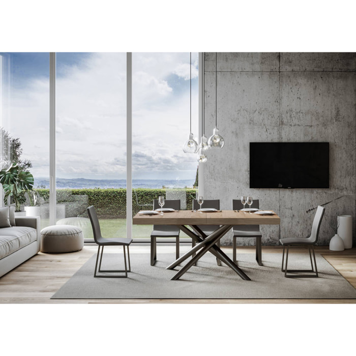 Tavolo allungabile 90x200/460 cm Famas quercia natura telaio Antracite