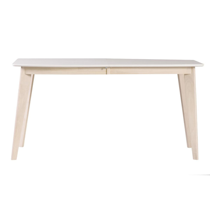Table à manger extensible scandinave blanc et bois clair L150-200 cm LEENA