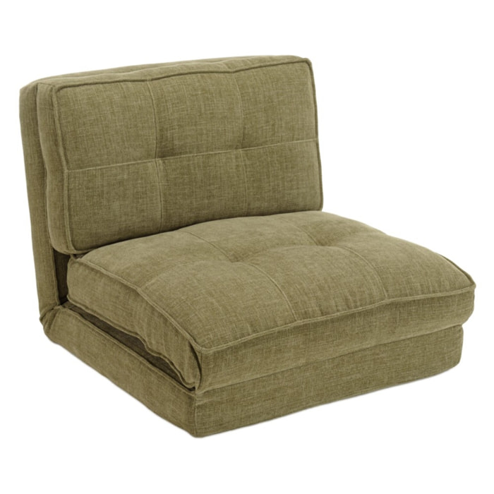 ANGELE - Chauffeuse convertible 1 place en tissu couleur vert