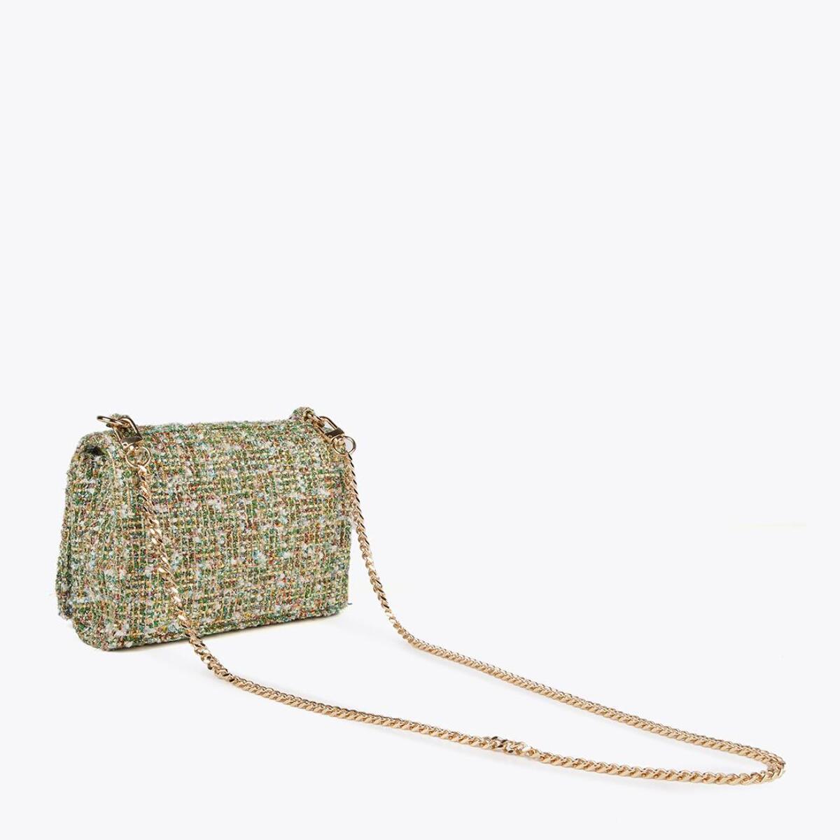 Borsa a tracolla con patta in tweed