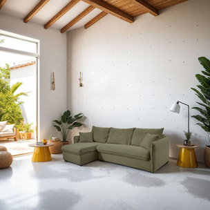 Canapé d'angle convertible express 5 places en velours côtelé - GINA