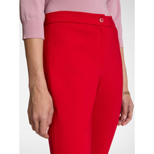 Elena Mirò - Pantalón slim fit en punto Milano - Rojo