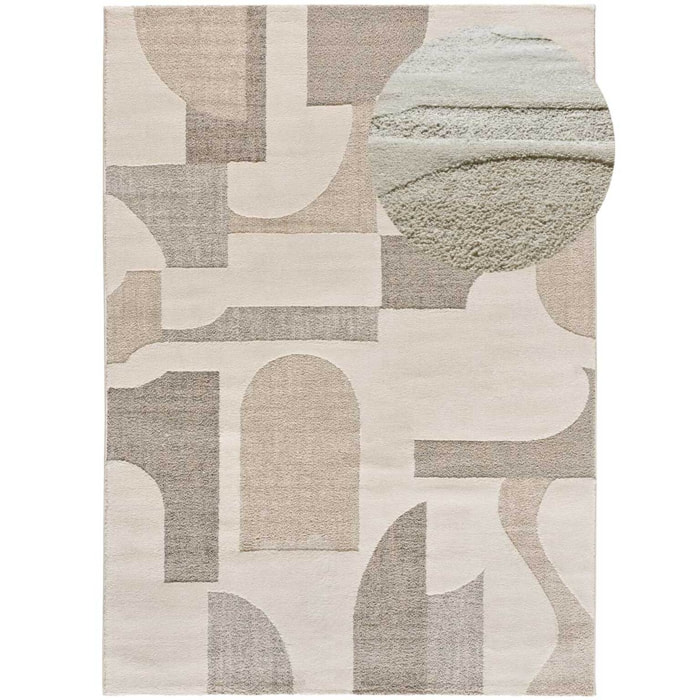 VERONA Alfombra geomÃ©trica con relieve en color crema, varias medidas disponibles.