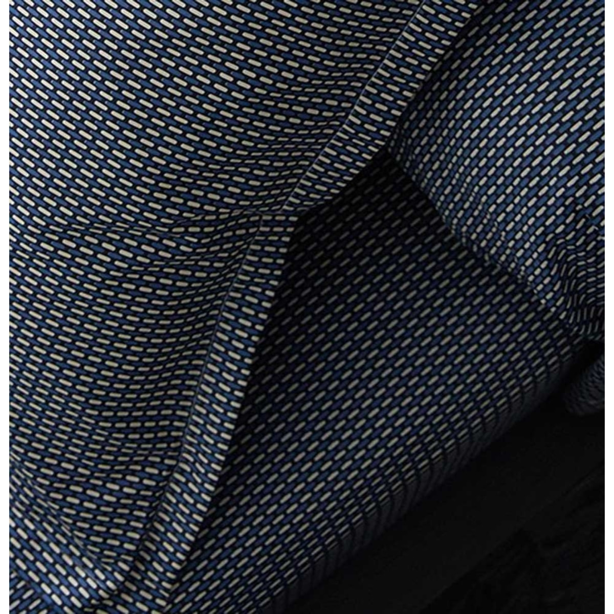 Drap Housse Imprimé en Satin de Coton - Bleu Foncé