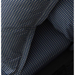 Drap Housse Imprimé en Satin de Coton - Bleu Foncé