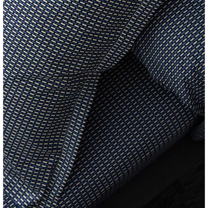 Drap Housse Imprimé en Satin de Coton - Bleu Foncé