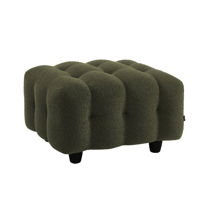 Pouf. module pour canapé. repose-pieds pour canapé 3 places en bouclette texturée kaki L 69 x P 59 x H 48cm - Leon