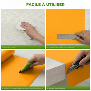 Rouleau adhésif décoratif Vinyle au Mètre - Jaune moutarde - Sticker Lavable Imperméable Mur Cuisine Meubles