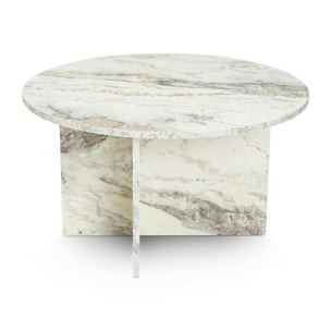 Table basse ronde effet marbre – pied croisé design MARFA