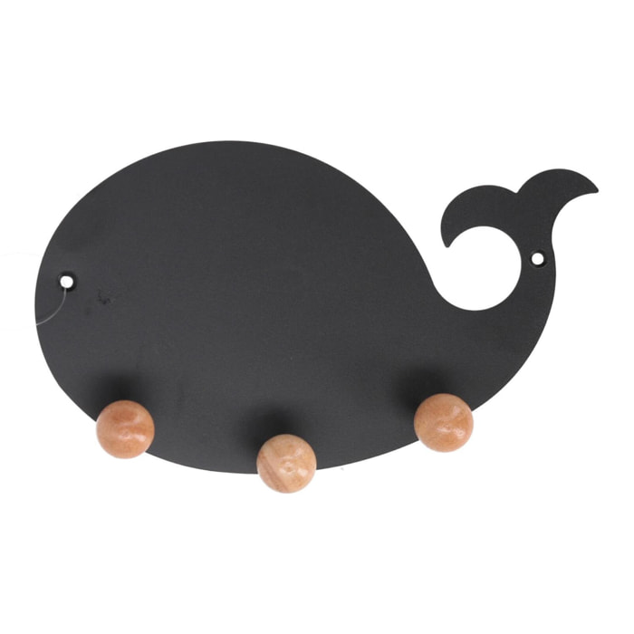 Appendino in metallo nero balena da 3 posti cm23x4x14