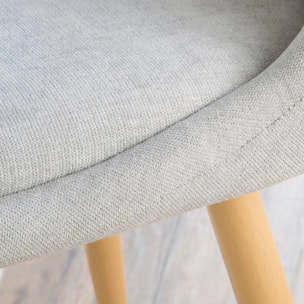 Pack de 4 chaises -tissu et bois, pieds métaliques-couleur beige 47 x 87 x 51 cm