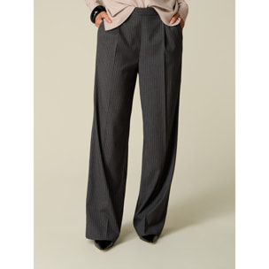 Oltre - Pantaloni palazzo gessati - Grigio