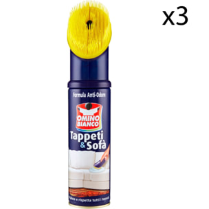 3x Omino Bianco Tappeti & Sofà Pulitore Detergente in Schiuma - 3 Flaconi da 300ml