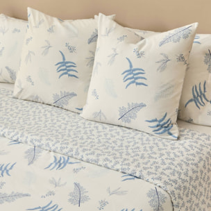 Funda nórdica algodón hojas Lari color azul 100% Algodón percal
