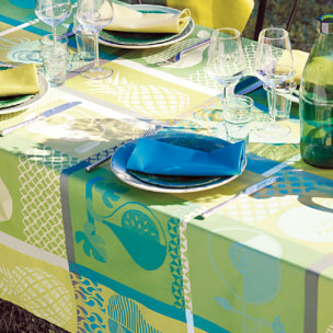 Nappe enduite jacquard Mille fruits d ete lime