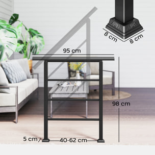 Barandilla de Escalera, 95 cm, Pasamanos para Escalera con Kit de Instalación, Ángulo Ajustable para 1-3 Escalones, para Porches, Madera y Concreto, para Exterior, Terraza, Patio, Negro