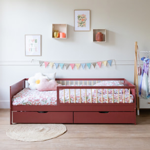 Lit pour enfant 190x90cm terracotta avec tiroirs ADAM