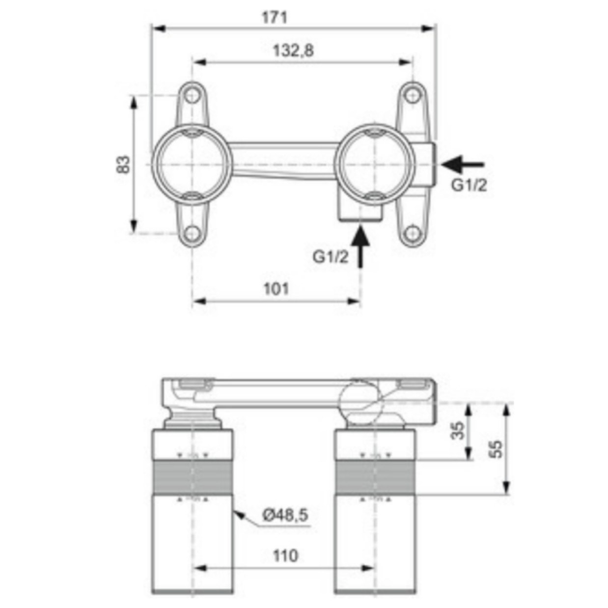 Ideal Standard Corps encastré pour robinet lavabo Joy et Conca