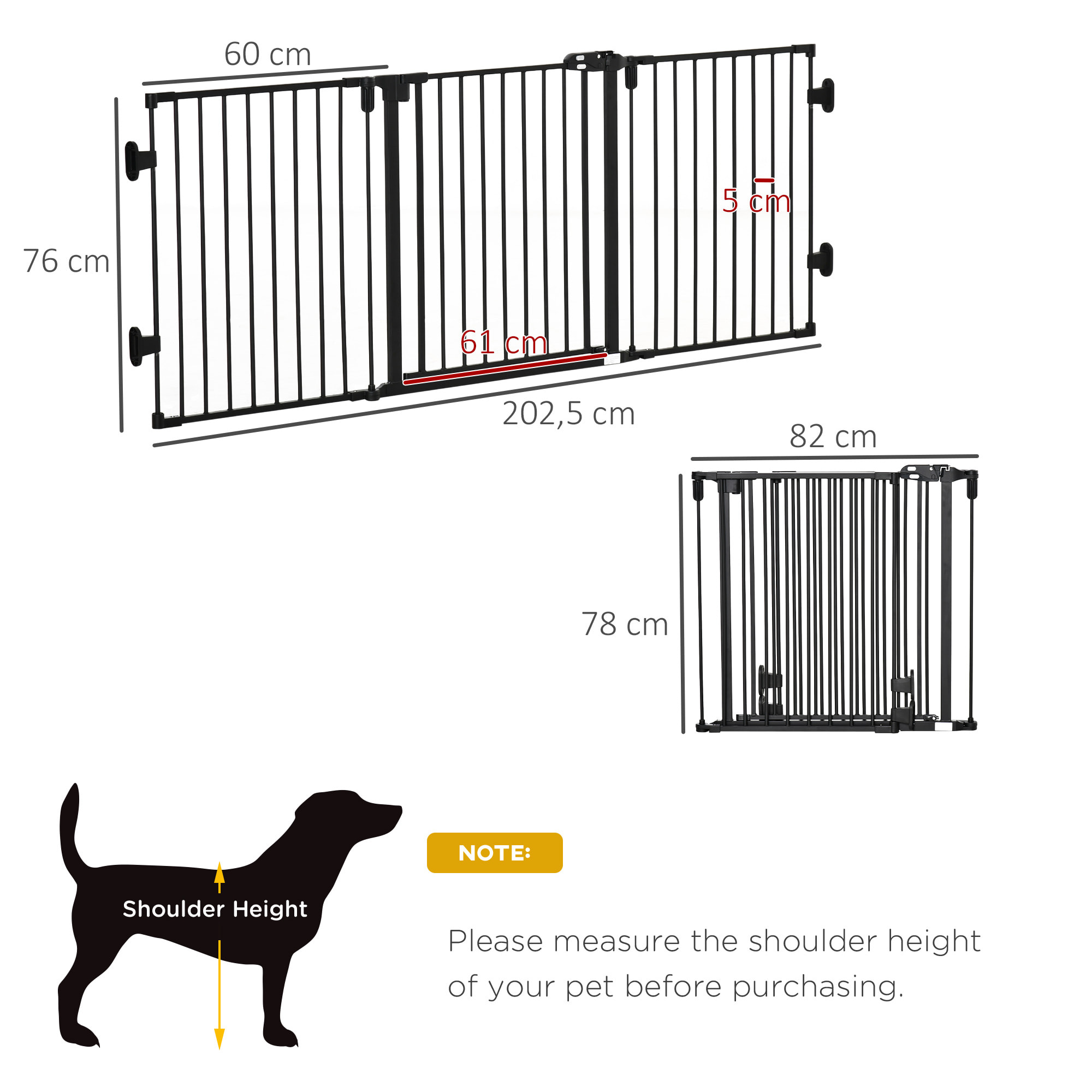 Barrera de Seguridad para Perros Valla para Perros Plegable Rejilla de Protección de Chimenea 202,5 cm con Puerta Auto Cierre para Escalera Pasillo Negro