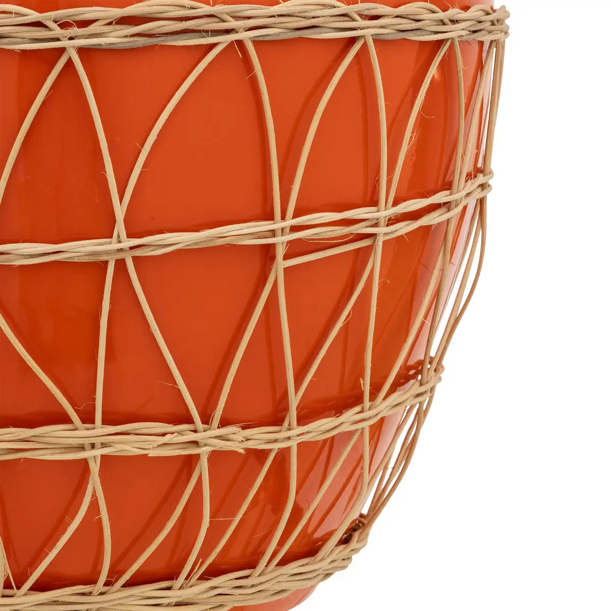 Vase "Yuca" céramique et rotin H33,5cm