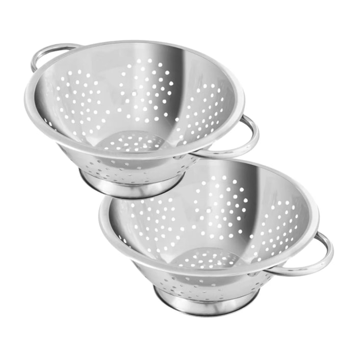 Ensemble de 2 Passoires inox 24 cm avec anses Fackelmann