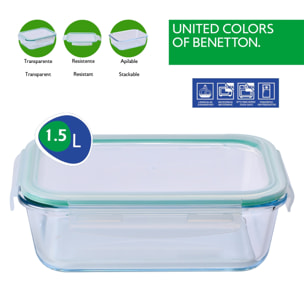 Set de 3 herméticos redondo 620ml + rectangular 1l + rectangular 1,5l Benetton