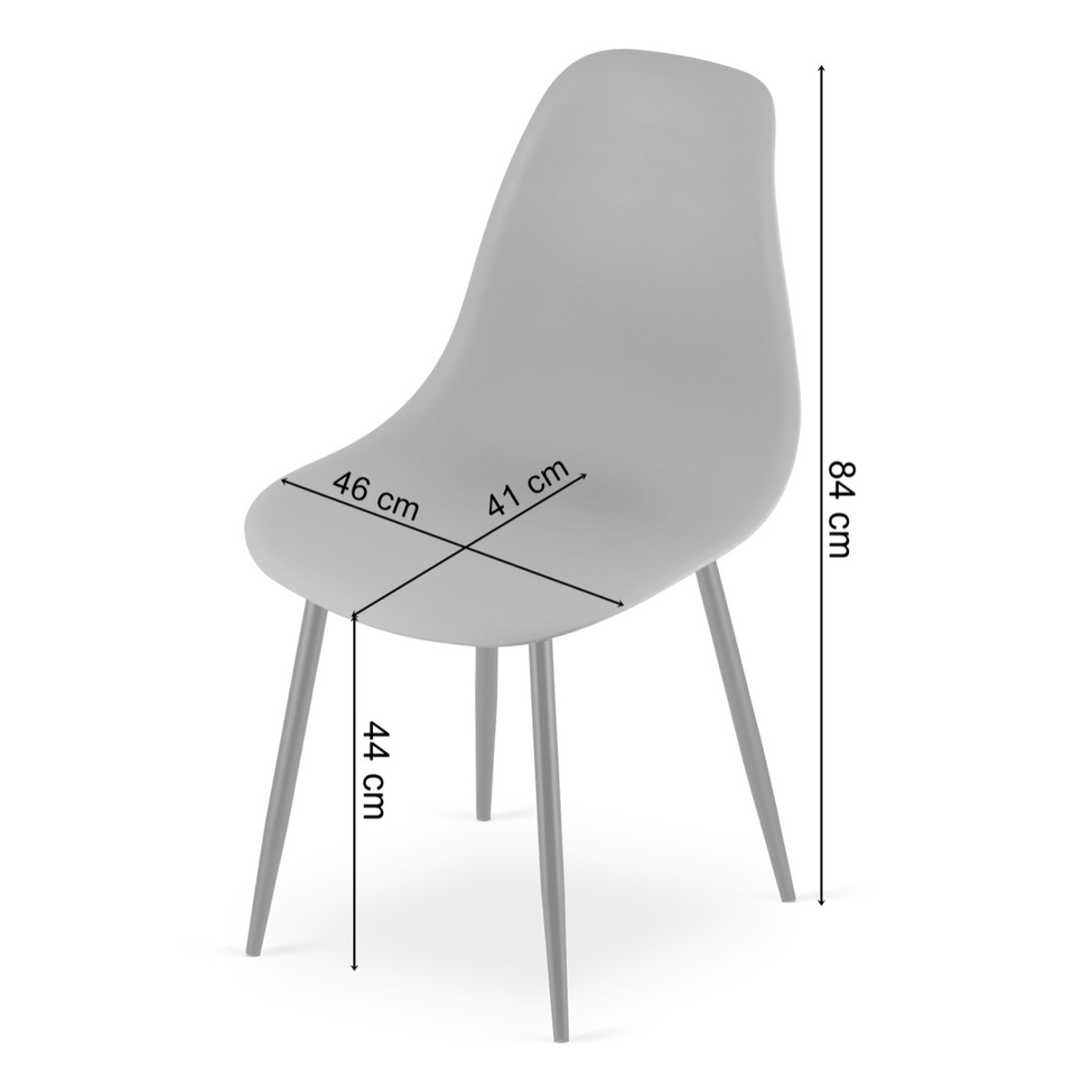 Set di 2 sedie WAT in polipropilene grigio scuro e metallo