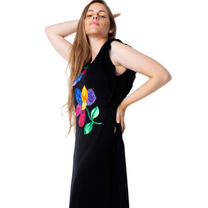 Mamatayoe Vestido Tornasol Para Mujer, Manga Corta, Escote Redondo, Negro