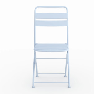 Lot de 2 chaises de jardin en métal bleu pastel, pliantes - Yumi