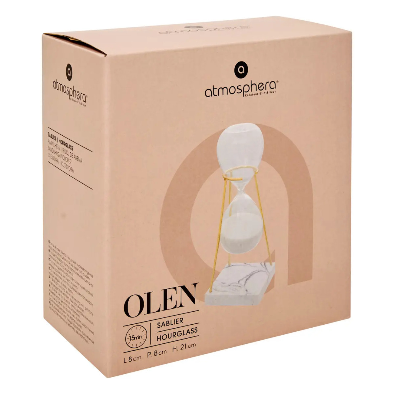 Sablier "Olen" gris H21cm