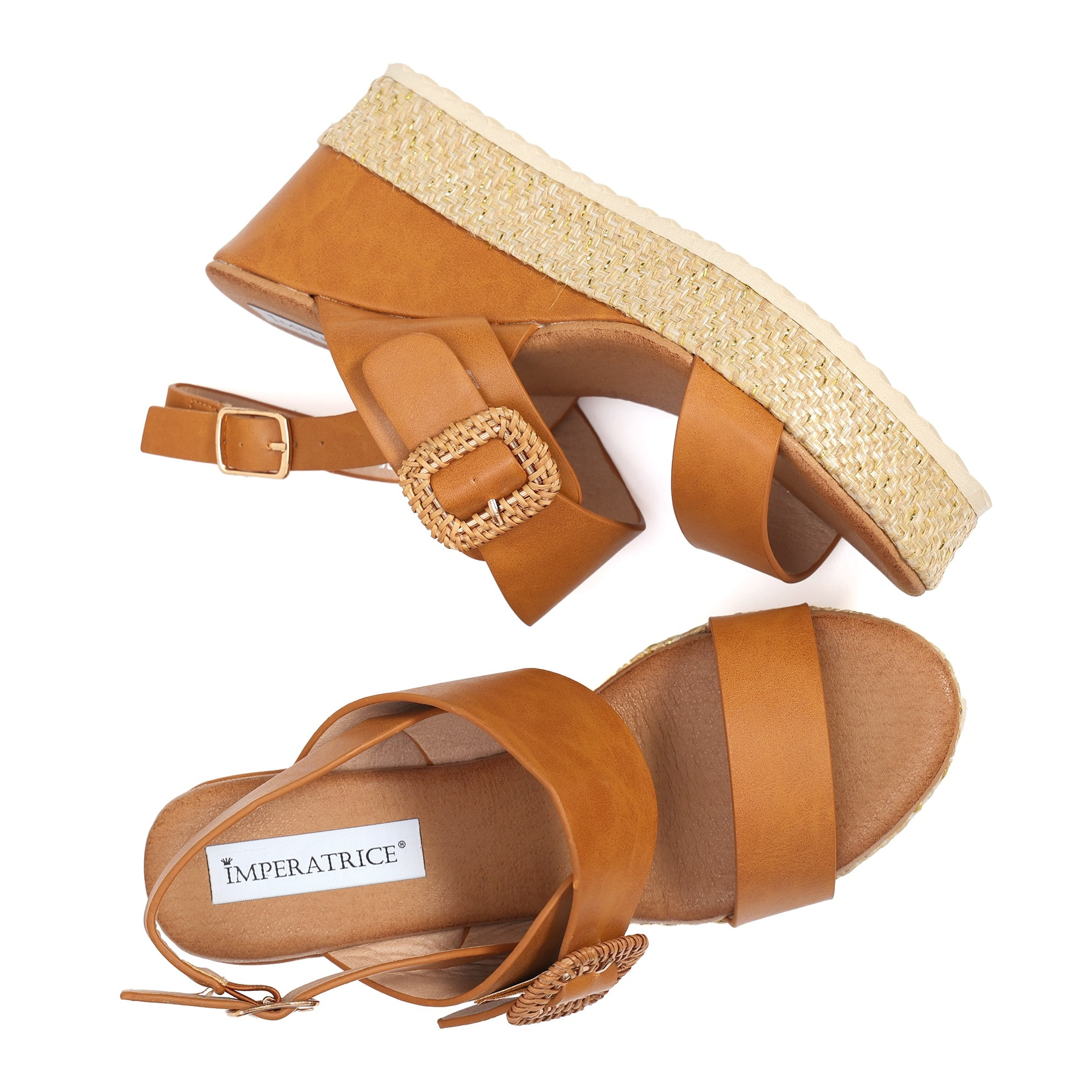 Sandali in simil pelle con zeppa